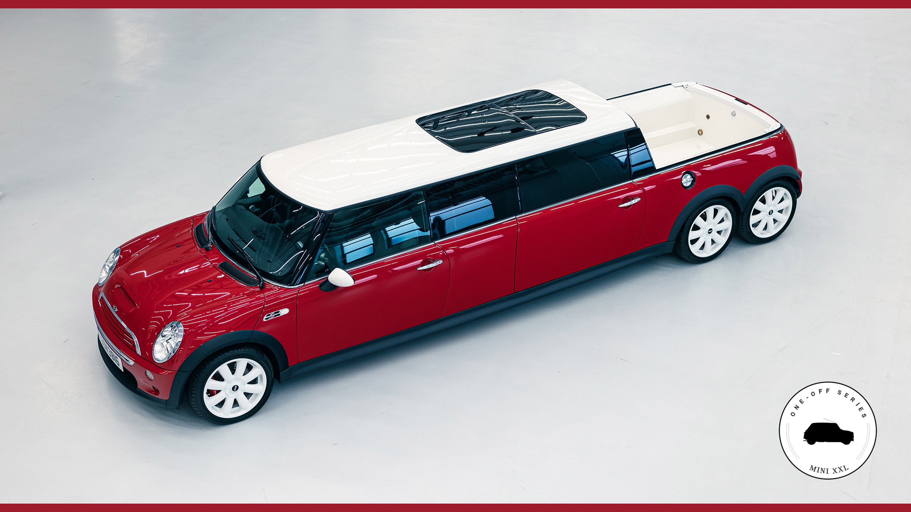 High-angle image of the MINI Cooper S Limousine.